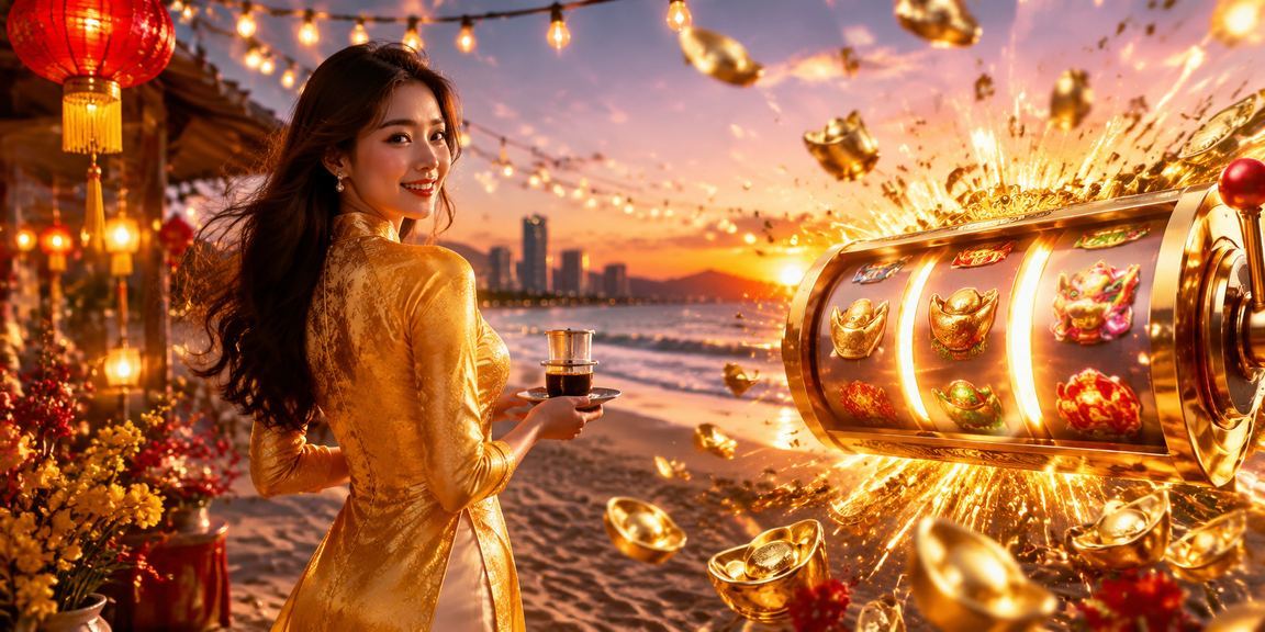 Người phụ nữ mặc áo dài tại Đà Nẵng chơi slot game trực tuyến trên điện thoại