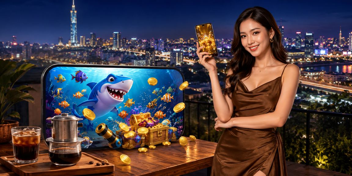 Người dùng tại TP. Hồ Chí Minh sử dụng ứng dụng casino trên điện thoại bên ly cà phê